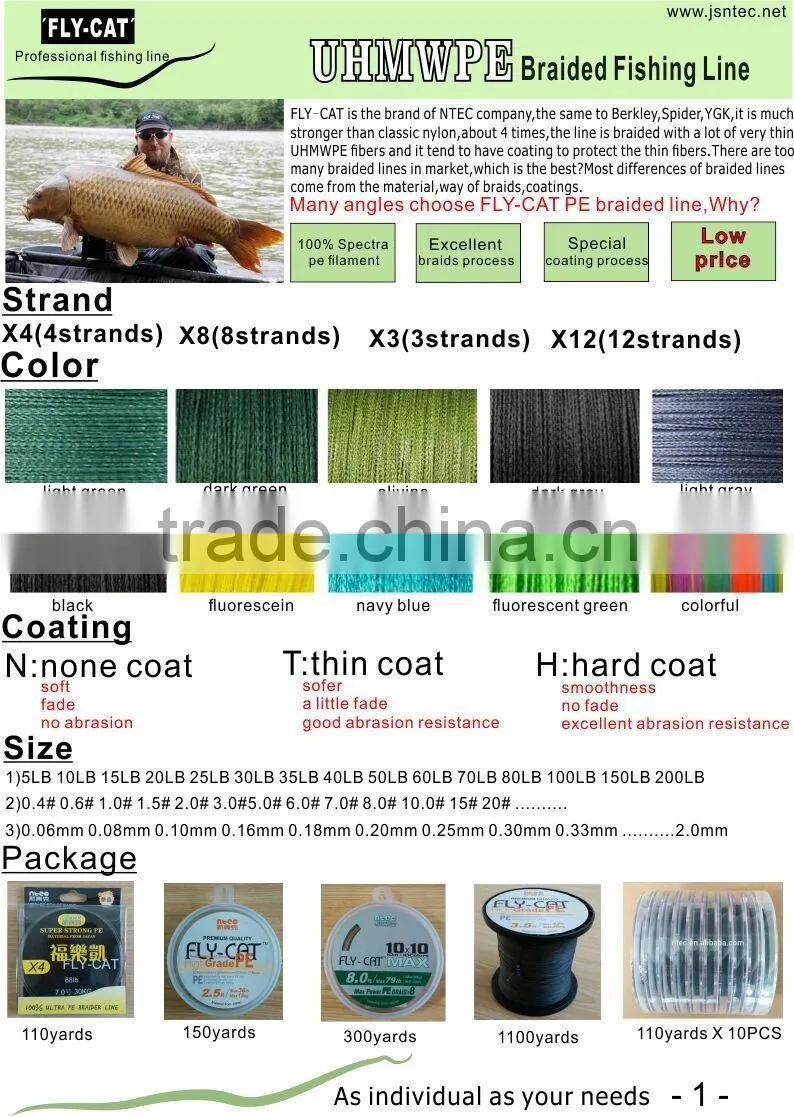 1000m 65lb multi color braid fishing line