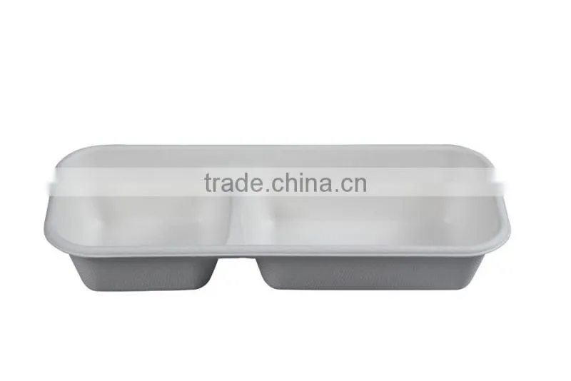 Sugarcane square container with PET lid 2 compartment