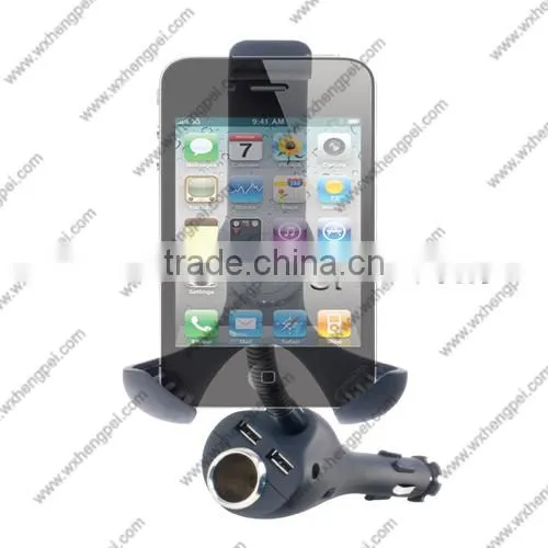 Dual USB Goose Neck Universal Car Holder with Charger for Smartphone