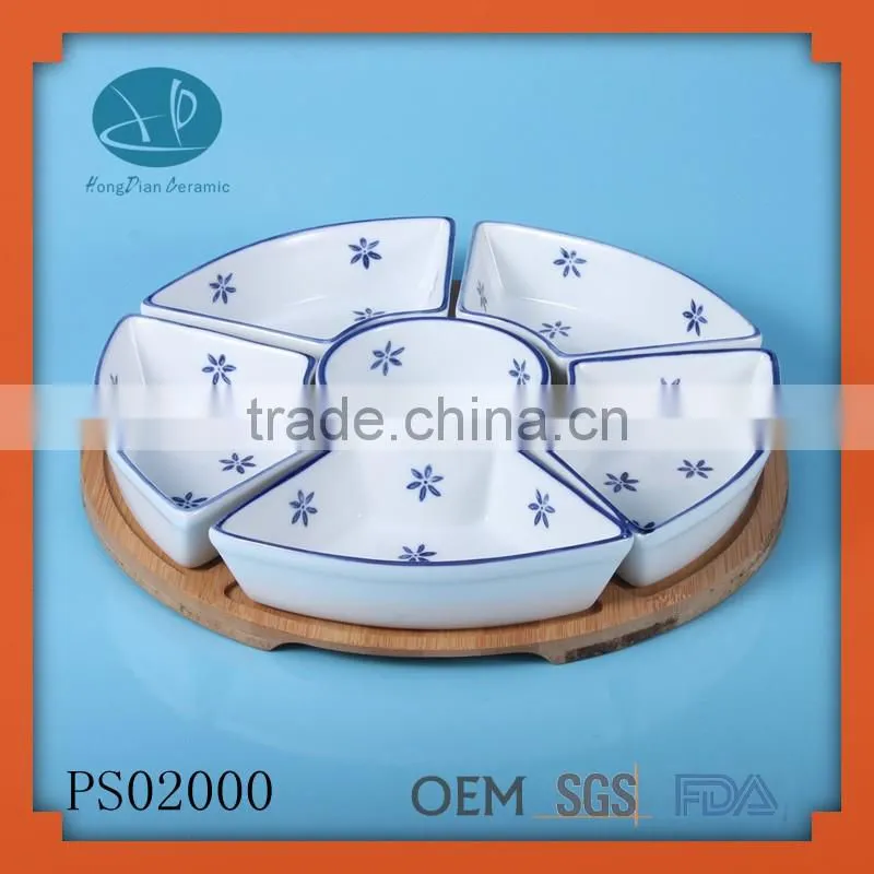 food divider plate/irregular shaped dish and plate,porcelain five section plate sets