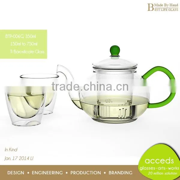 Foodgrade Newest Design Glass Microwavable New Fashion Teapot