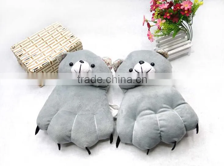custom cheap animal tiger paw plush gloves