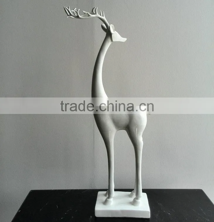 Resin white reindeer statue