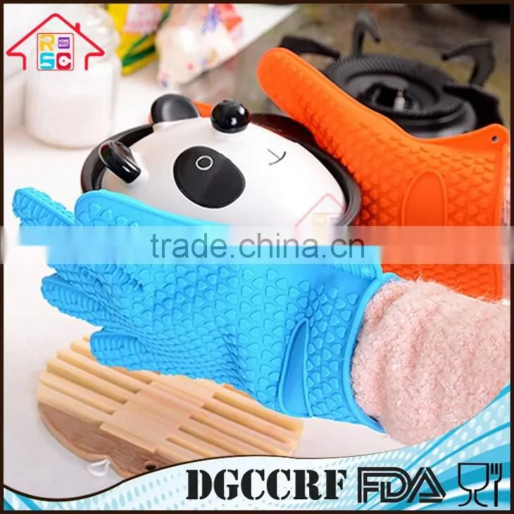 NBRSC Heat Resistant Silicone Glove Cooking BBQ Oven Pot Holder Mitt Kitchen Finger Gloves