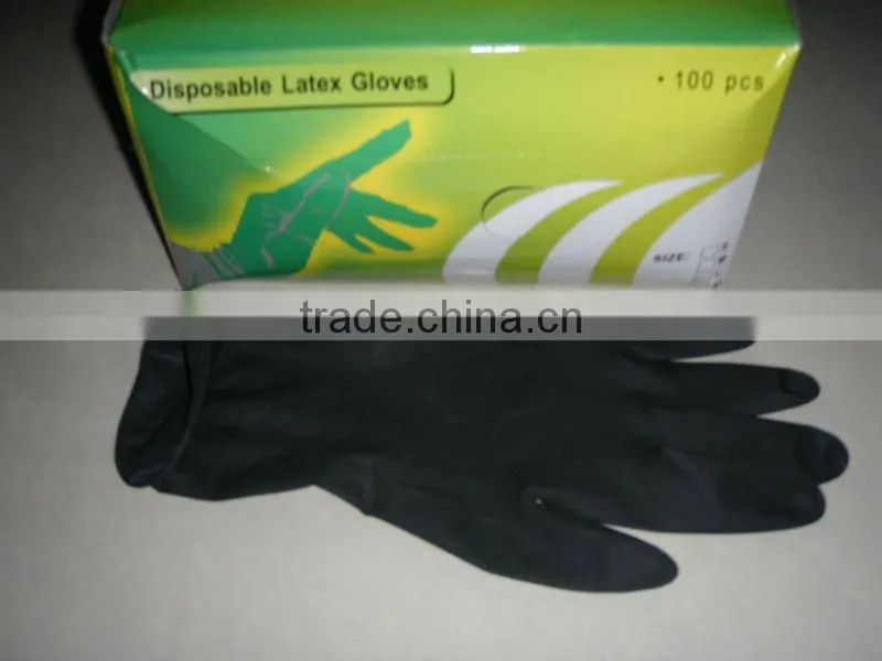 Black Latex Textured Tattoo Gloves--Powder Free