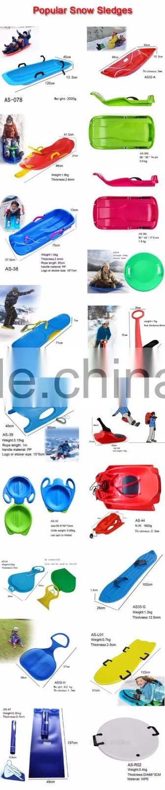 Latest snow luge plastic towable kids snow sled with backrest,toddler pull sled -30temp 24h cold resistance test