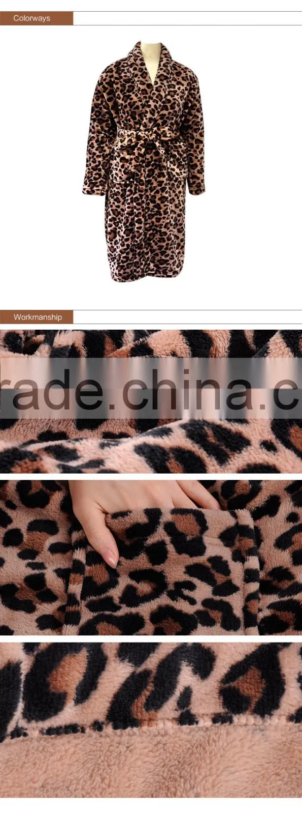 2016 NEW Flannel Fleece Bathrobe with Double face print Color