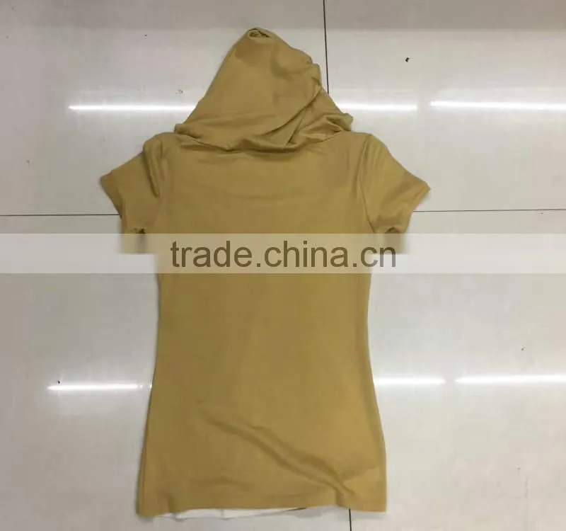 Factory closeout women fashion yellow cute t-shirt with hoodies