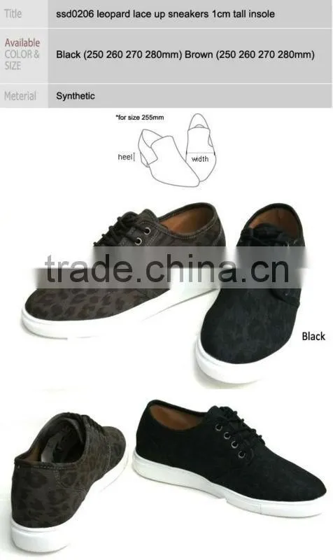 ssd0206 leopard lace up sneakers 1cm tall insole