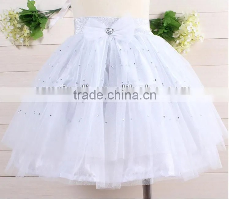 2015 latest stripe high quality soild light blue With rhinestones gauze pettiskirt for Baby Girls