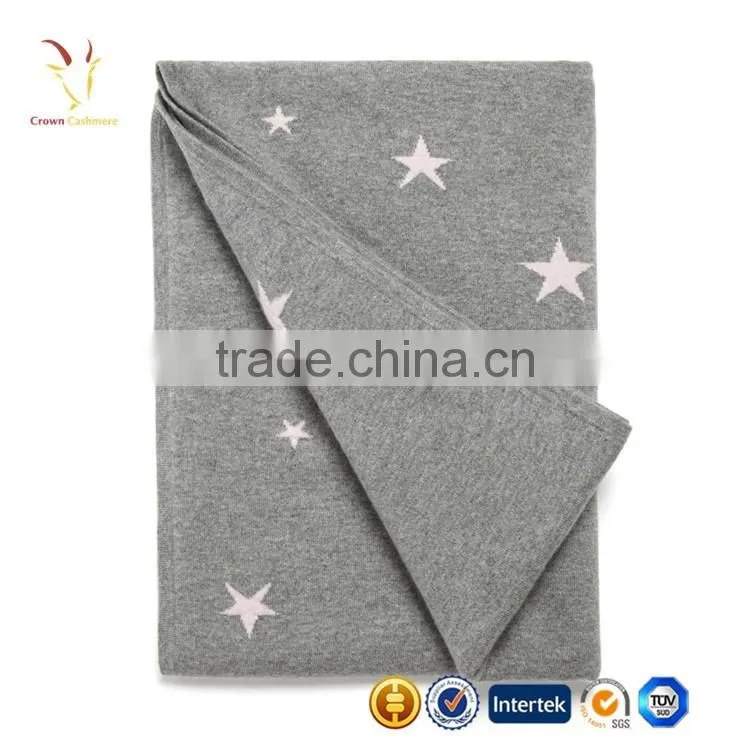 Baby Cashmere Knitted Blanket,Star Design Intarsia Blanket
