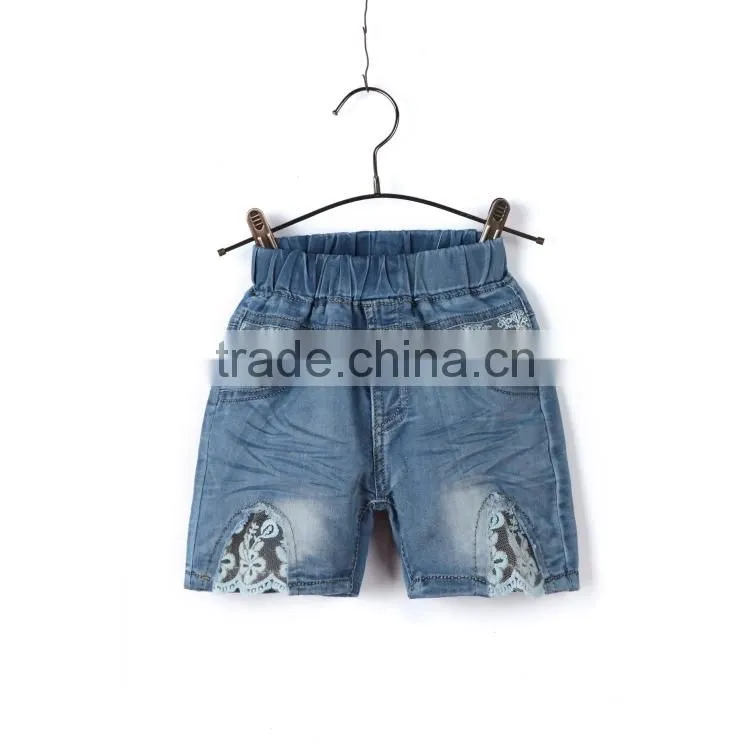 Most fashion super soft elastic waisrband strentch printed lace up jeans for kids