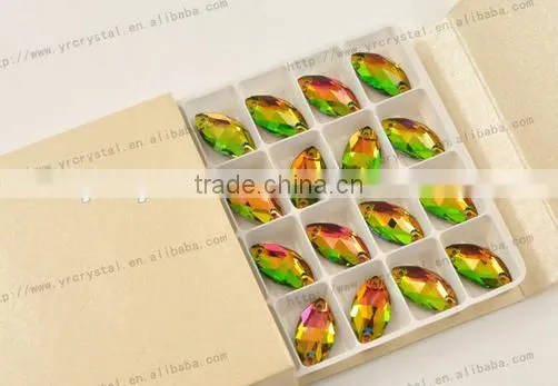 high quality very thin cyrstal glass sew on stone for wedding dress