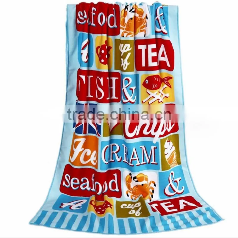 Colorful reactive printed bath towel with low price