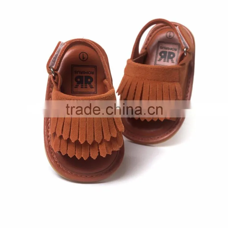2016 New Summer Candy Color Baby Tassel Baby Leather Sandal Soft Sole Infant Girls and Boys Shoes
