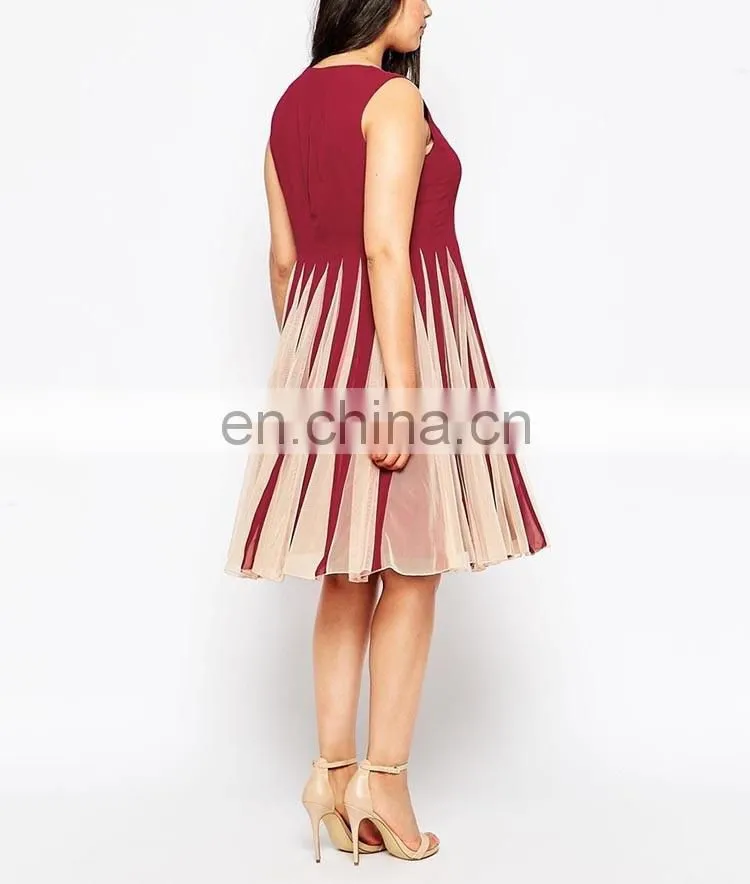 Women plus size clothing plus size dress flare mesh dresses for fat ladies