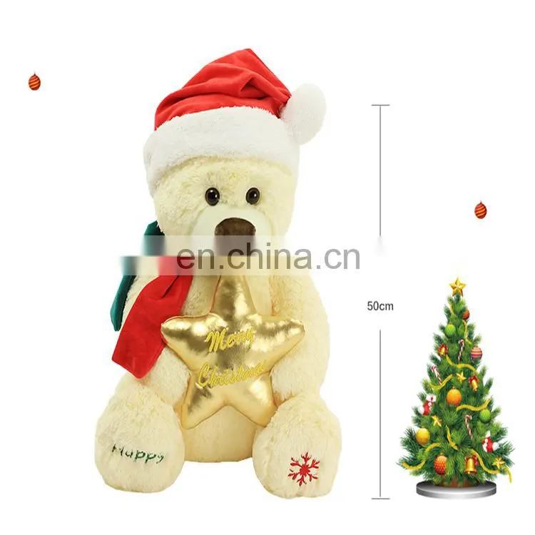 2017 hot sell christmas plush toys stuffed plush christmas decoration candy teddy bear toy