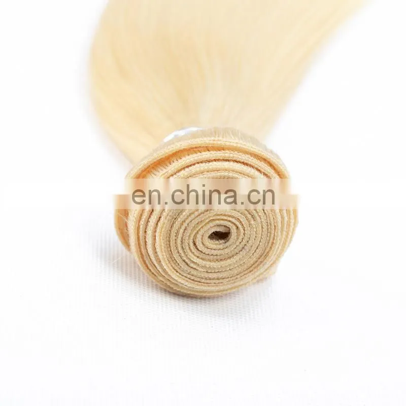 Remy hair color 613 blonde Brazilian hair closure and 3 bundles