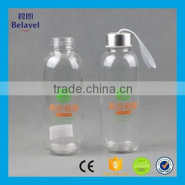 Factory supply 17oz 500ml glass bottle with cap glass sport water bottle