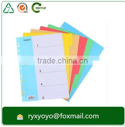 office/school statioanry a4 size pp plastic colorful index card divider with tabs