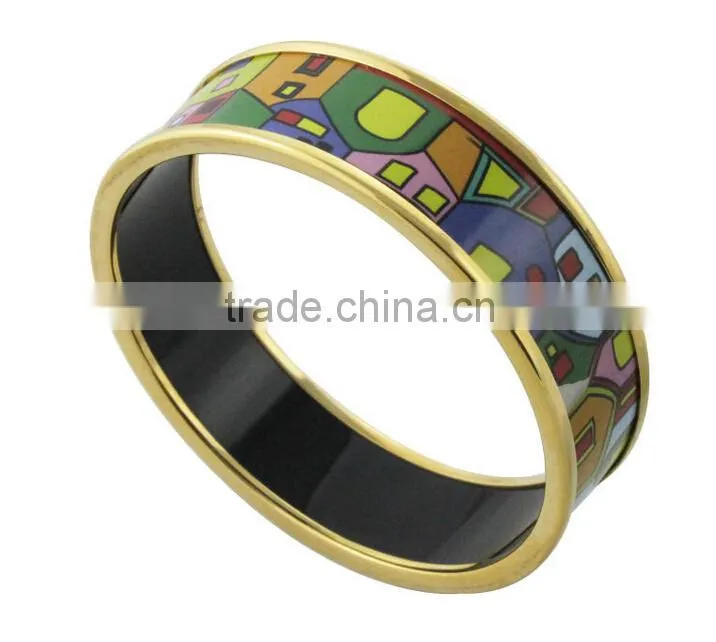 fashion ladies hand color enamel pattern stainless steel bangle
