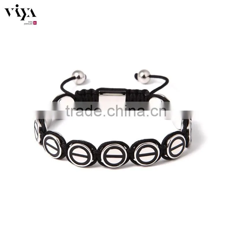 Rose Gold Plating Satinless Steel Beads Bracelet Colorful Chinese Knot Bangle Mens Bracelet