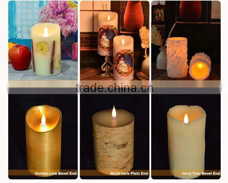 ABFGHI Lycas patented Ivory pillar flameless 3D moving flame led candle niganha