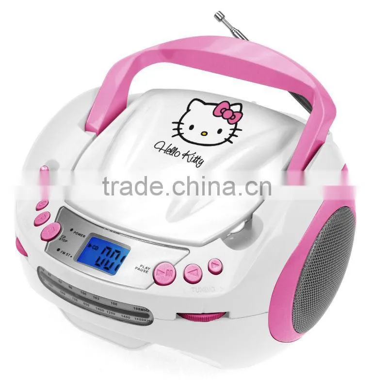 Cute Hello Kitty AM FM Portable Bluetooth CD Boombox
