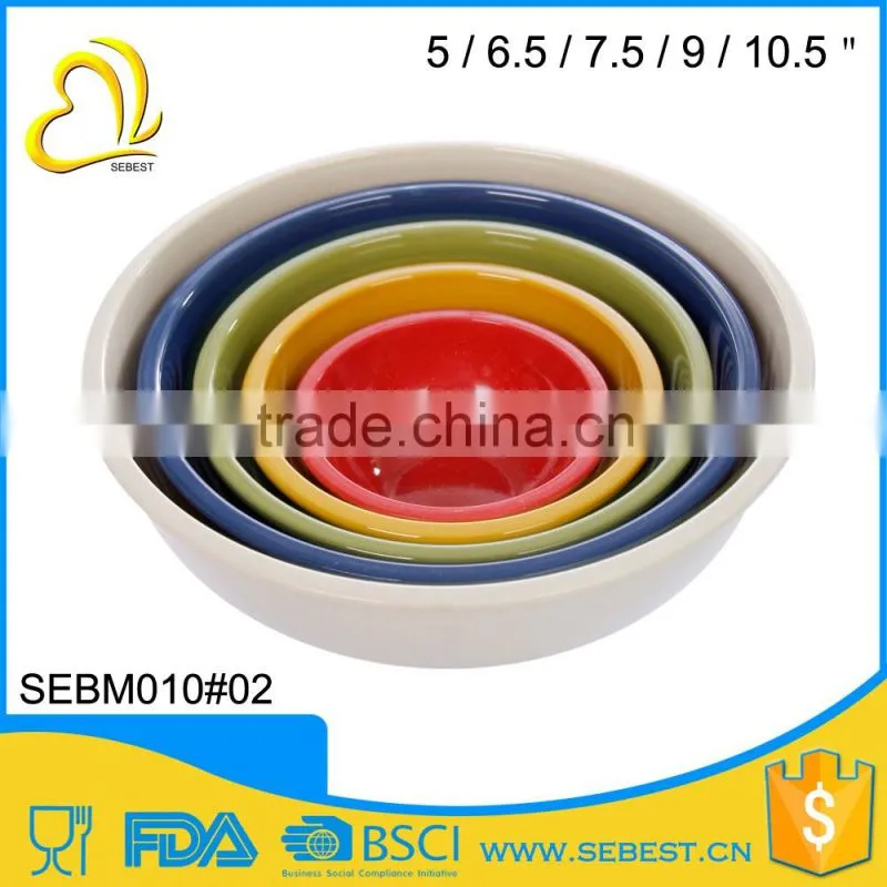 cheap 5 size set melamine bamboo plastic mixing bowl