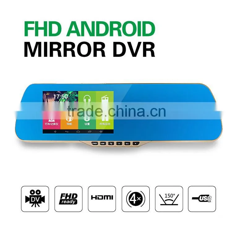 5inch 1080p dual lens car rearview mirror camera ,car gps dvr rearview mirror with fm transmitter,smart view mirrors
