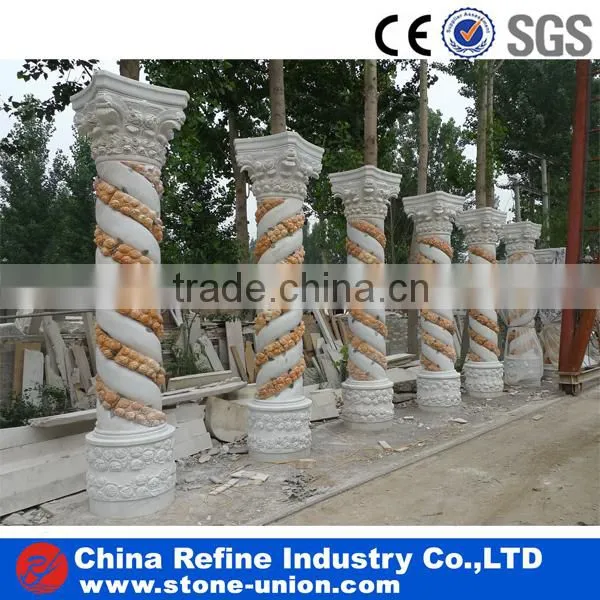 beige marble natural stone column, green granite stone pillar price