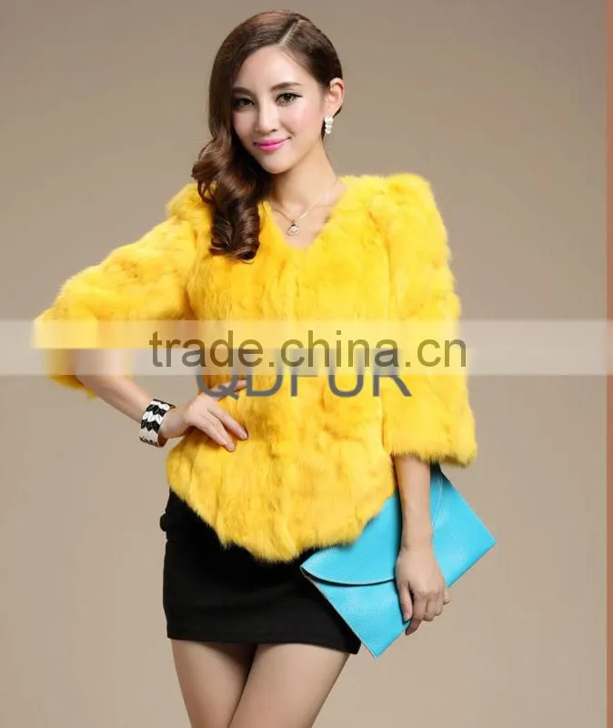 QD28120 Short Style Real Piece Outerwear Wholesale/retail Genuine Women Rex Rabbit Fur Jacket
