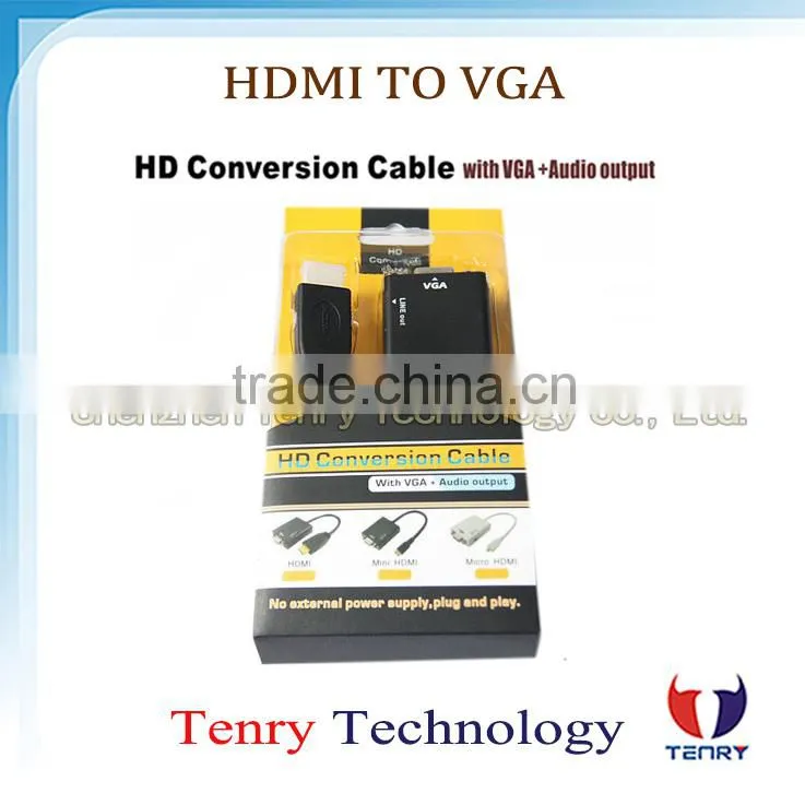 15CM vga to hdmi converter price Plus 3.5mm Audio Cable for HDTV PC Black New