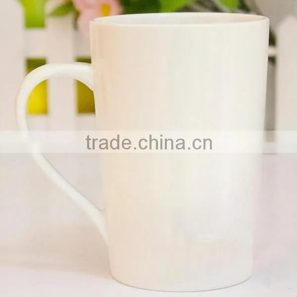 Tall and cylindrical coated white blank ceramic mug for wholesale