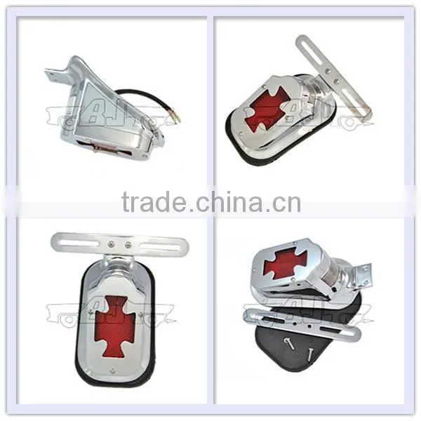 BJ-3118B-D cross style chrome aluminum LED brake and tail lights for motorcycle