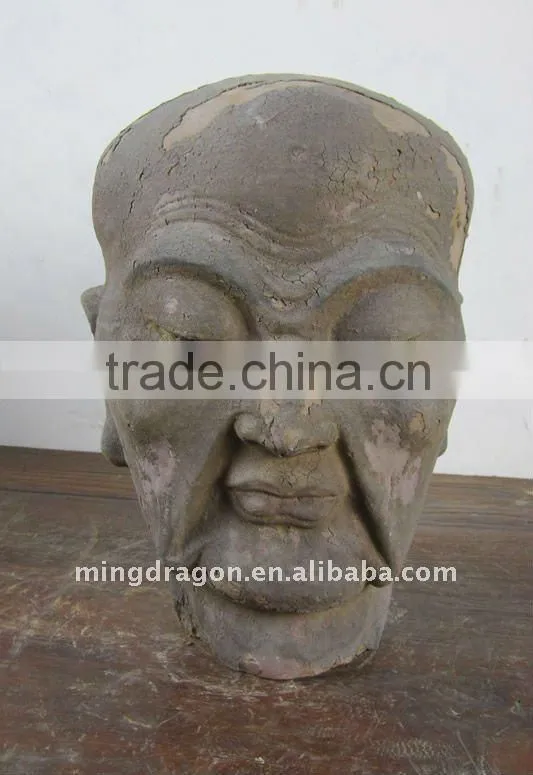 Antique Chinese mud Buddha Head Sculpture