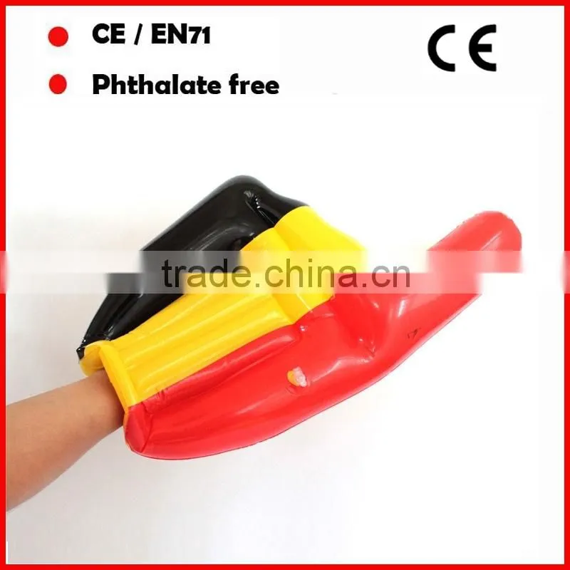 PVC blue color inflatable finger hand with white logo for promotion