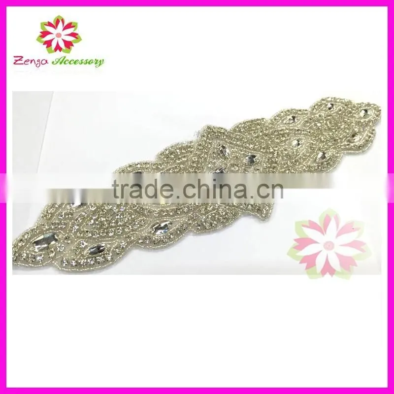 Factory direct wholesale bridal beaded crystal rhinestone appliques for wedding dresses