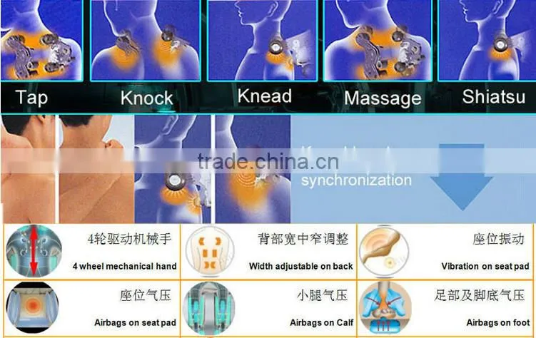 Zero gravity position L shape back track Foot roller massage chair with Bluetooth connection