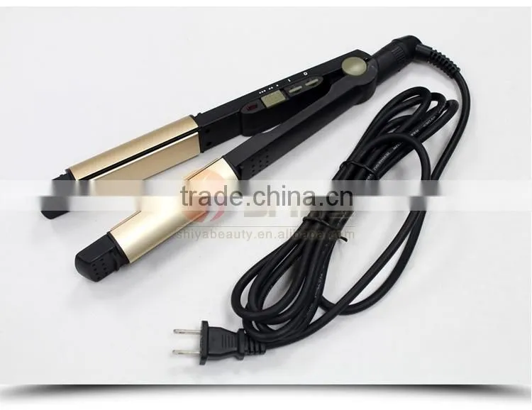 Buy multi-function titanium flat iron newest design 2 in 1 hair straightener/curling iron in china market SY-862