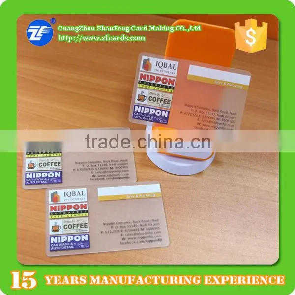 Transparent clear plastic PVC printing business card