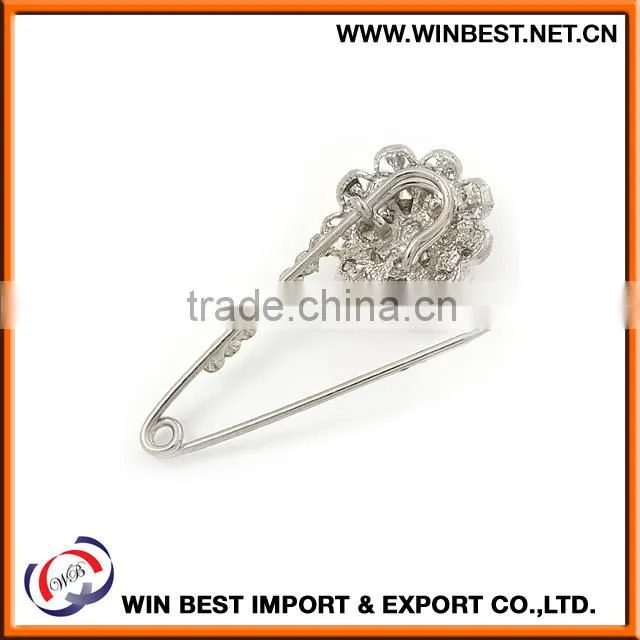 Hot selling 2015 costume jewellery trendy brooches, silver safety pin
