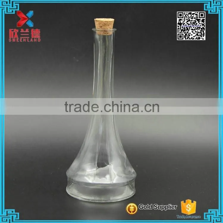 Wholesale Glass Beverage Bottle/ 200ml Clear Long Neck Wine Glass Bottle with cork