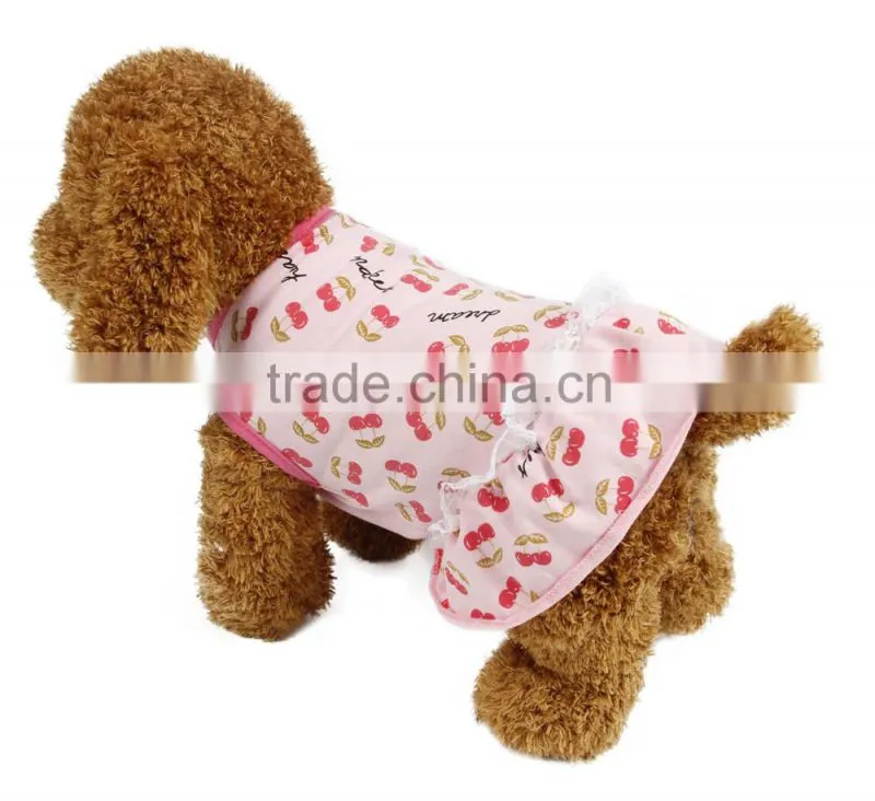 Cute Cherry Design high Quality Female small dog clothes made in china