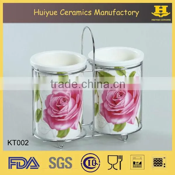 ceramic utensil holder, ceramic knife and fork holder, ceramic cutlery holder