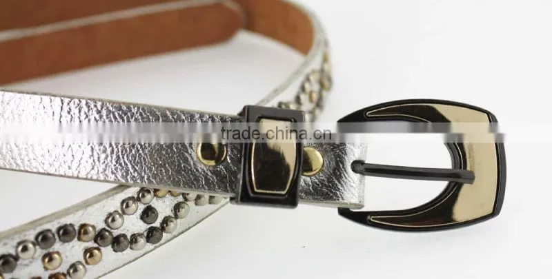 2015 Women's Fashion beads belt with leather belt with high quality leather in YiWu