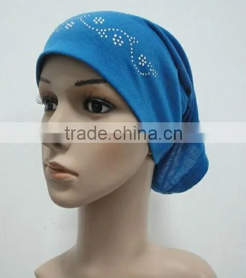 C035 tube underscarf with rhinestones,cotton underscarf and hats