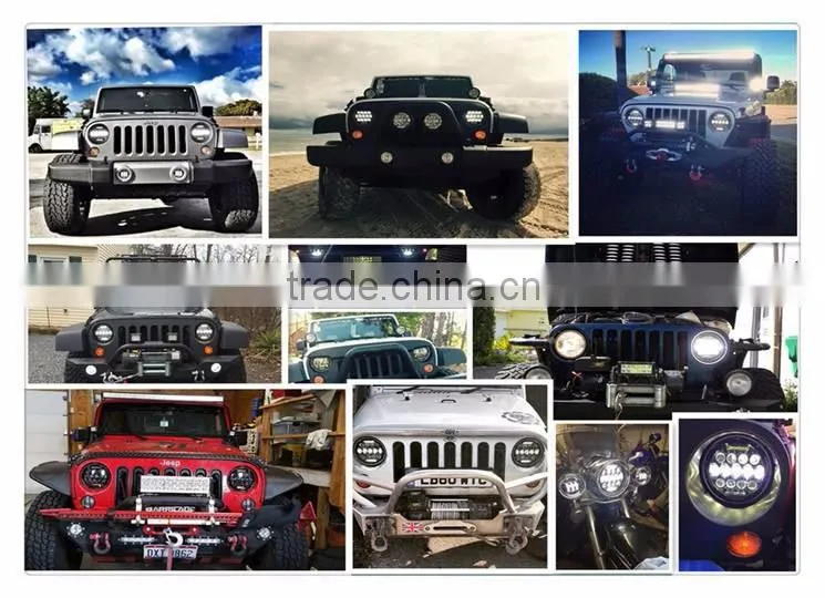 Wholesale 75W 7 Inch Round Headlight 12v 24v & DRL forJee-p Wrangler JK/TJ/LJ 07-15 Harley and Hummer