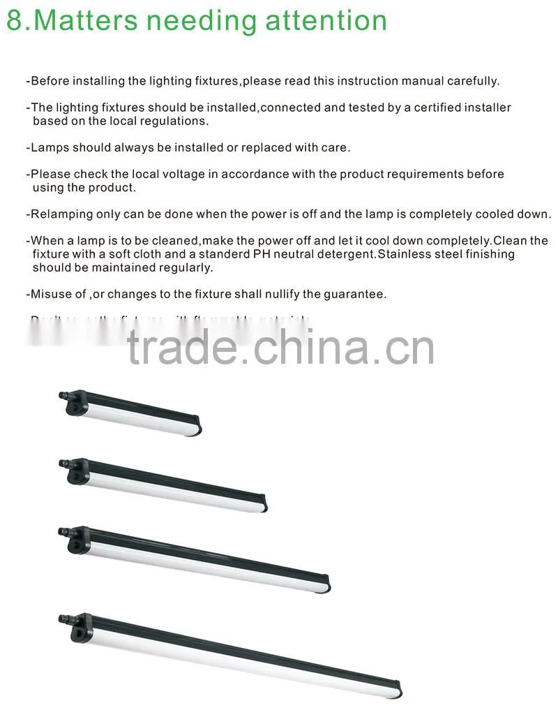 IP65 PF>0.9 Length 1200mm 3600-3700lm SMD 2835 40W LED Tri proof Light