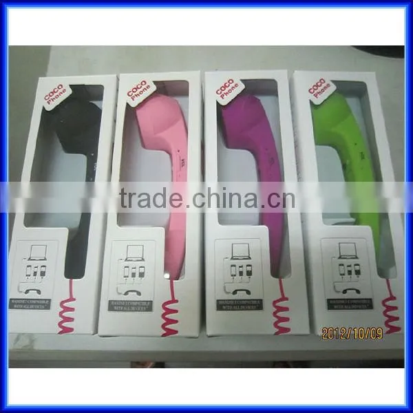 Hot selling mobile phone handset for iphone, Innovative Anti-Radiation plastic Bluetooth retro mobile/cell phone handset